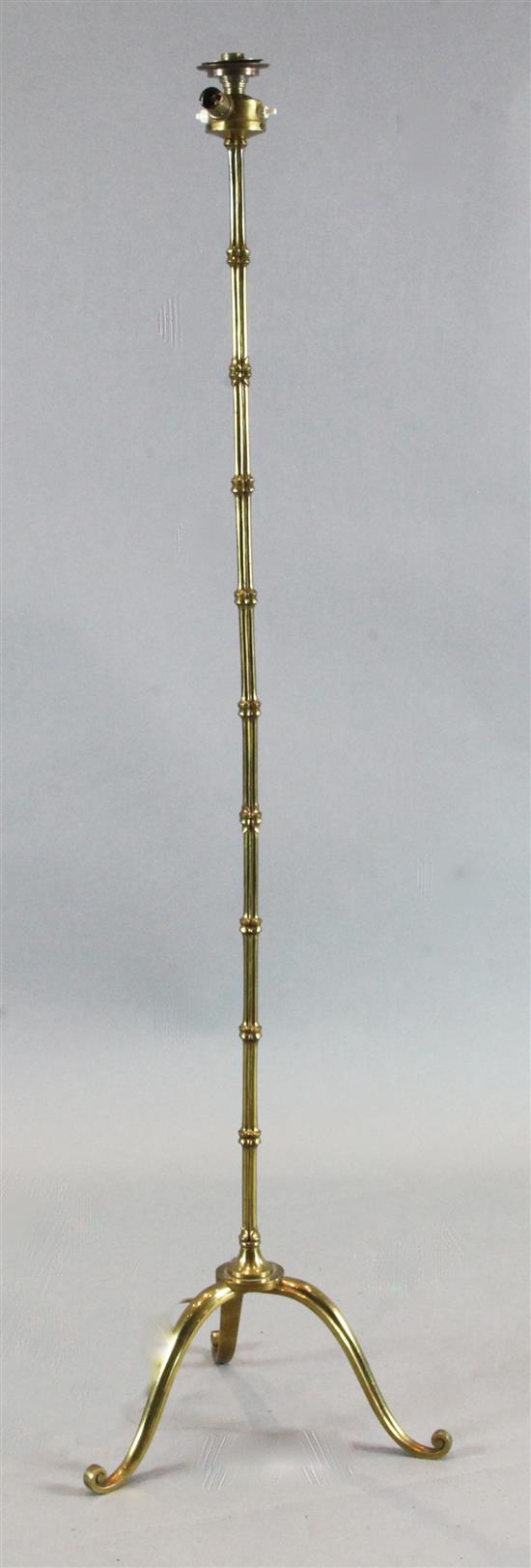 A French Maison Bagues style simulated bamboo brass lamp standard, H.4ft 10in.